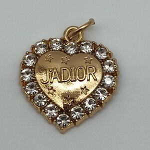 DIOR JADIOR Crystal Heart Charm Gold Tone Y2K Galliano Era CD Pendant